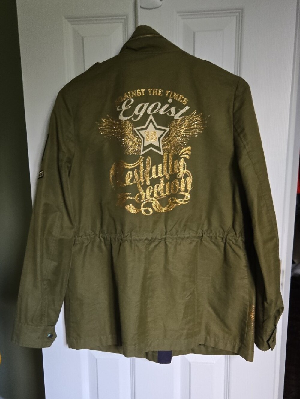 Olive Green Military Field Jacket with Embellished Pockets - Picture 4 of 7